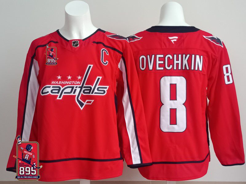 Men 2025 Washington Capitals 8 Ovechkin Red Fanatics Home Premium NHL Jersey style 3